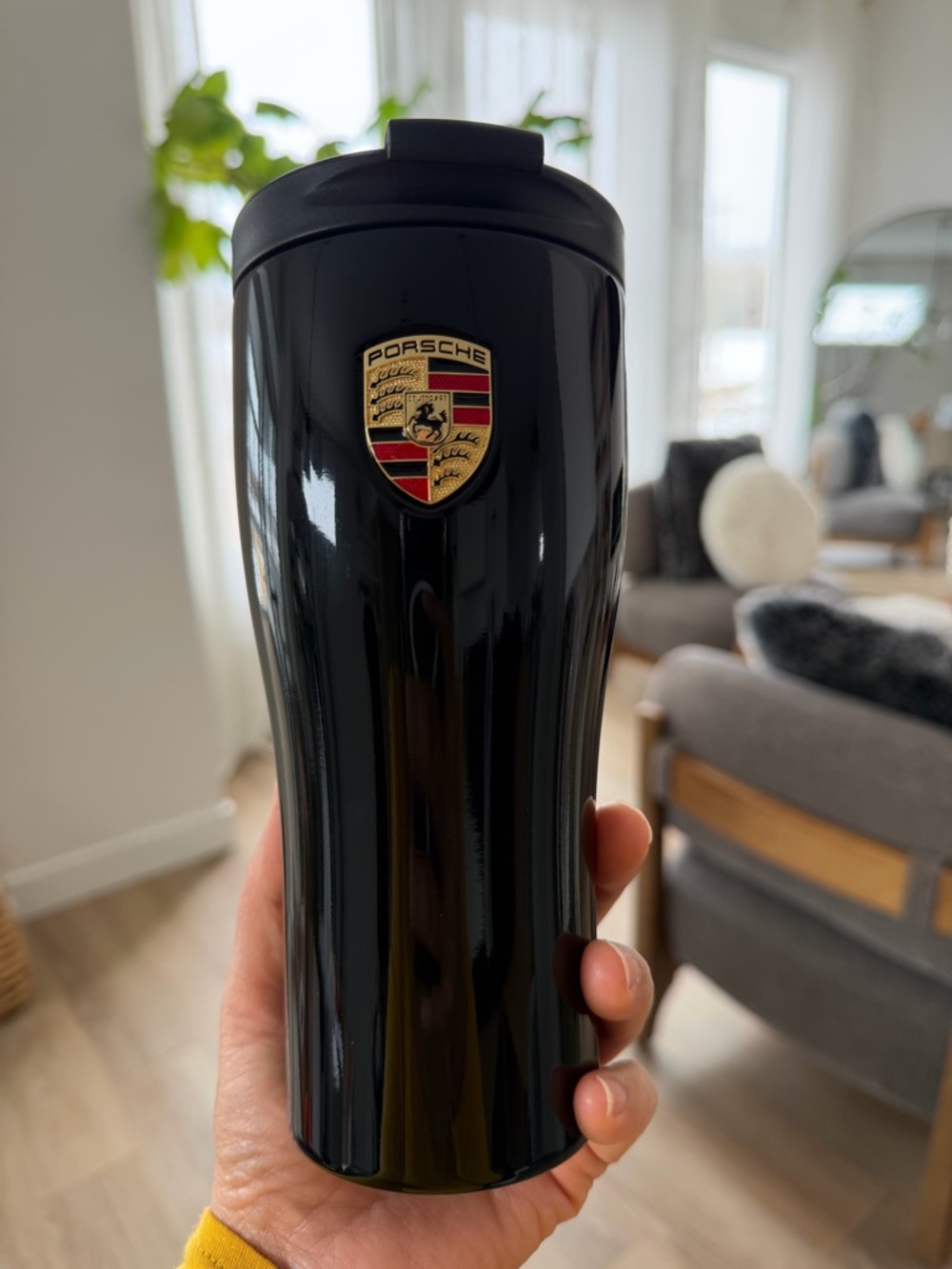 Porsche Black Travel Tumbler with Crest